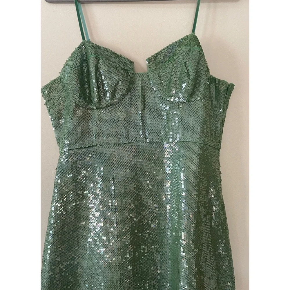 Anthropologie Green Sequin Midi Dress - Picture 7 of 10
